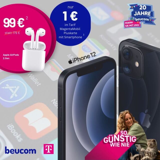 Je mehr Ihr Seid, desto günstiger wirds. Jetzt mit unserem Jubiläumsangebot sparen!💰

Für kurze Zeit gibt's das iPhone 12 für nur 1€* einmalig im Tarif PlusKarte mit Smatphone. 
Du möchtest noch was auf die Ohren? Gerne doch. Dazu bekommst du noch die Apple AirPods 2 Gen. für nur 99 € statt 129 €* ✅
Wir haben natürlich noch weitere Modelle im Angebot!

Sprich uns dazu einfach an!

Wie? 
Ruf uns an, schreib uns eine WhatsApp oder buche dir einfach direkt einen Termin ohen Wartezeit für unseren Shop ➡ https://shopseite.telekom.de/west/hagen/mittelstr-1
.
.
.
#angebot #angebotdesmonats #sonderangebot #jubiläum #jubiläumsangebot #firmenjubiläum #smartphone #apple #appleiphone #appleairpods #telekom #telekomerleben #beucom #hagen