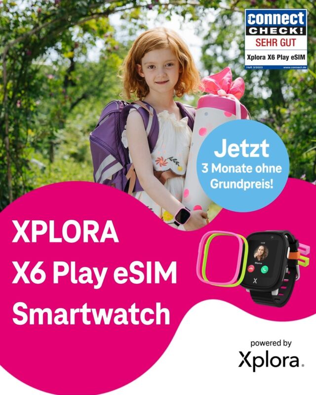 Jetzt schon an den Schulstart denken. 🖍📒👩‍🏫

Die sichere GPS-Telefonuhr für Ihr Kind - Kids Watch XPLORA X6 Play eSIM

Für die Nutzung der Kids Watch XPLORA X6 Play eSIM benötigen Sie einen Tarif. Unsere Empfehlung: Tarif Smart Connect S

Kids Watch XPLORA X6 Play eSIM für 49,95 € einmalig
bei einer Laufzeit von 24 Monaten*

im Tarif Smart Connect S mit Top-Gerät für nur 9,95 € mtl.*
.
.
.
#schule #schulstart #ersterschultag #sicher #gps #smartwatch #mobilfunk #magentamobil #telekomerleben #telekom #hagen #beucom